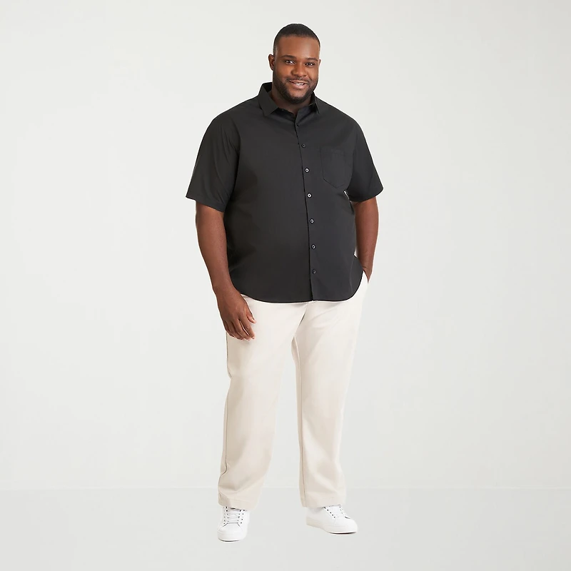 Van Heusen Everyday Defense Stain Shield Mens Short Sleeve Regular Fit Wrinkle Free Big and Tall Button-Down Shirt