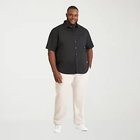 Van Heusen Everyday Defense Stain Shield Mens Short Sleeve Regular Fit Wrinkle Free Big and Tall Button-Down Shirt