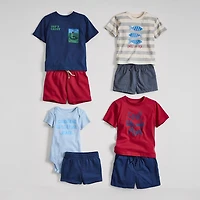 Okie Dokie Baby Boys Round Neck Short Sleeve Regular Fit Graphic T-Shirt