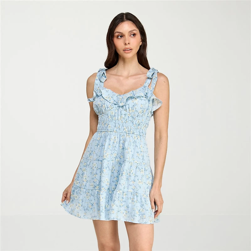 Trixxi Womens Juniors Sweetheart Neck Sleeveless Floral Fit + Flare Dress