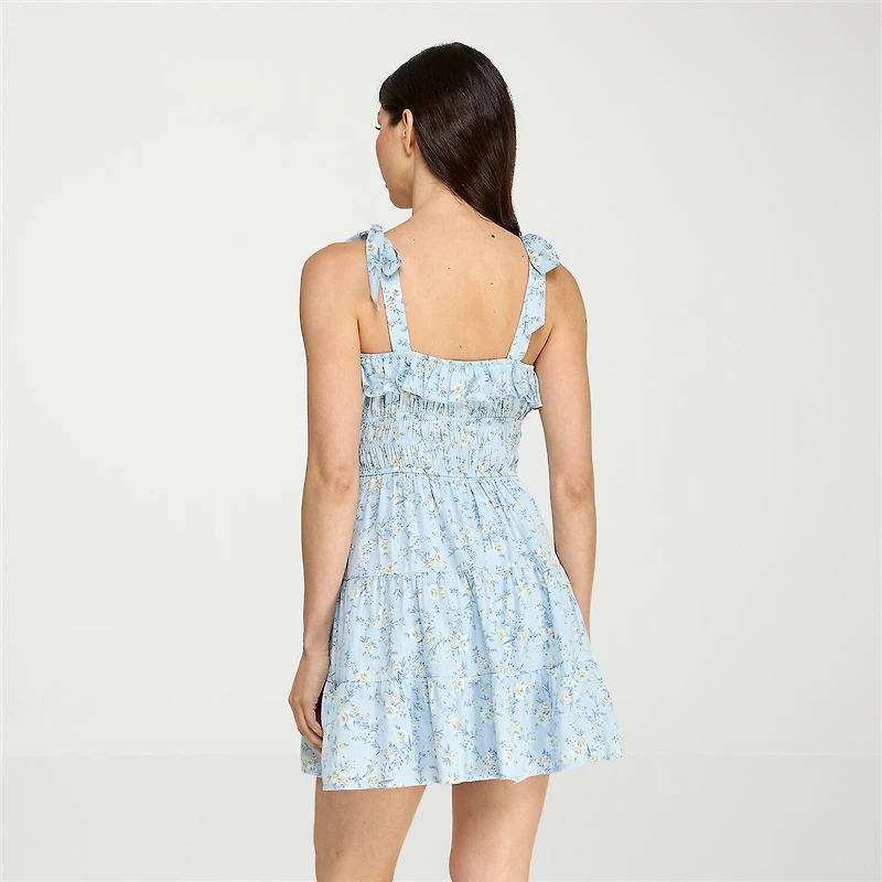 Trixxi Womens Juniors Sweetheart Neck Sleeveless Floral Fit + Flare Dress
