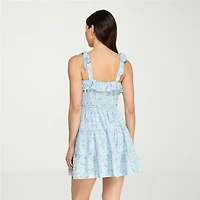 Trixxi Womens Juniors Sweetheart Neck Sleeveless Floral Fit + Flare Dress