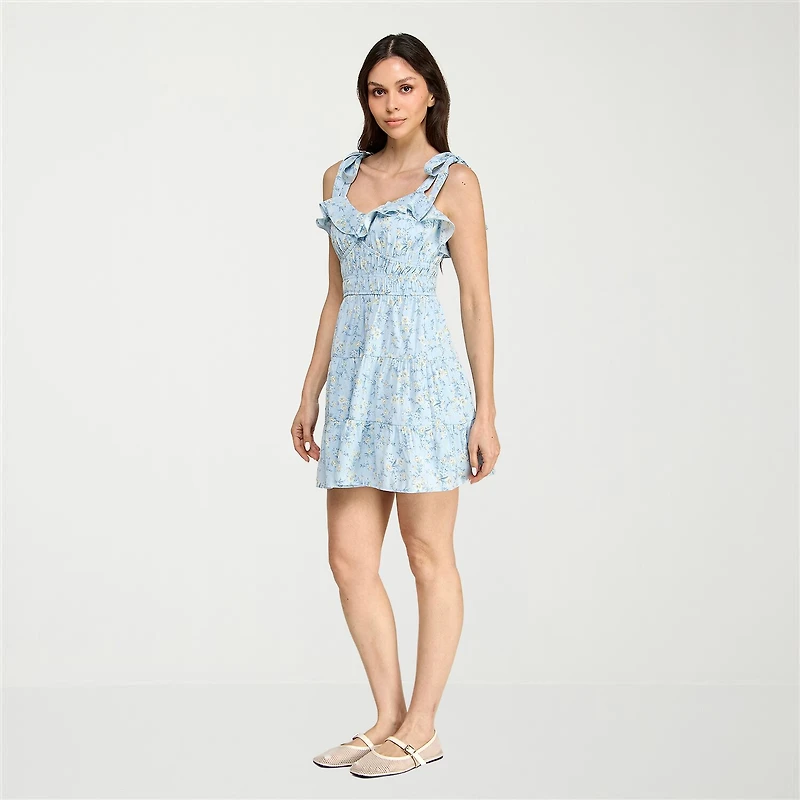 Trixxi Womens Juniors Sweetheart Neck Sleeveless Floral Fit + Flare Dress