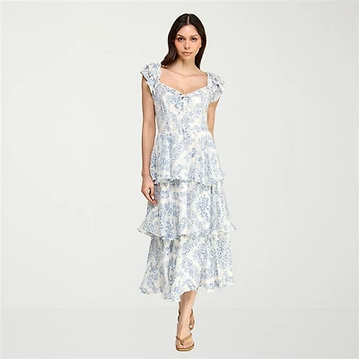 Trixxi Womens Juniors Midi Short Sleeve Floral A-Line Dress