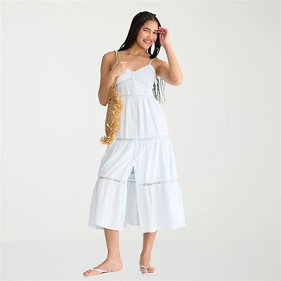 AEROPOSTALE Womens Juniors Sweetheart Neck Sleeveless Spaghetti Straps Maxi Dress