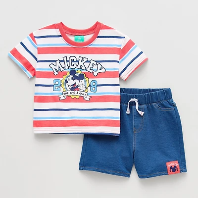 Baby Boys Mickey Mouse 2-pc. Short Set