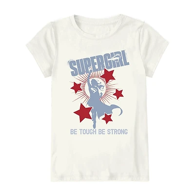 Little & Big Kid Girls Crew Neck Short Sleeve Regular Fit Supergirl Graphic T-Shirt