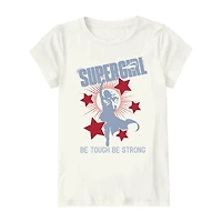 Little & Big Kid Girls Crew Neck Short Sleeve Regular Fit Supergirl Graphic T-Shirt