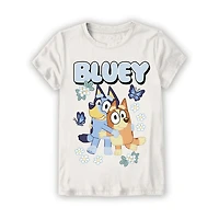 Little & Big Kid Girls Crew Neck Short Sleeve Regular Fit Bluey Graphic T-Shirt