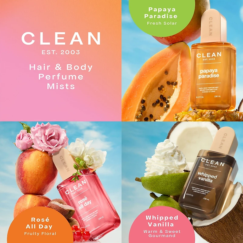 CLEAN Rosé All Day Hair and Body Perfume Mist, 8.0 oz