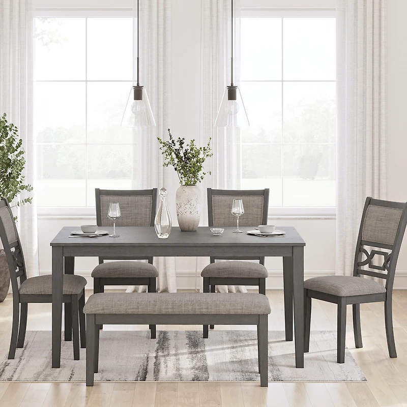 Signature Design by Ashley Wright Dining Table and 4 Chairs and Bench