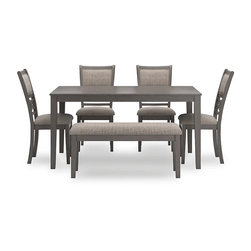 Signature Design by Ashley Wright Dining Table and 4 Chairs and Bench