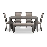 Signature Design by Ashley Wright Dining Table and 4 Chairs and Bench