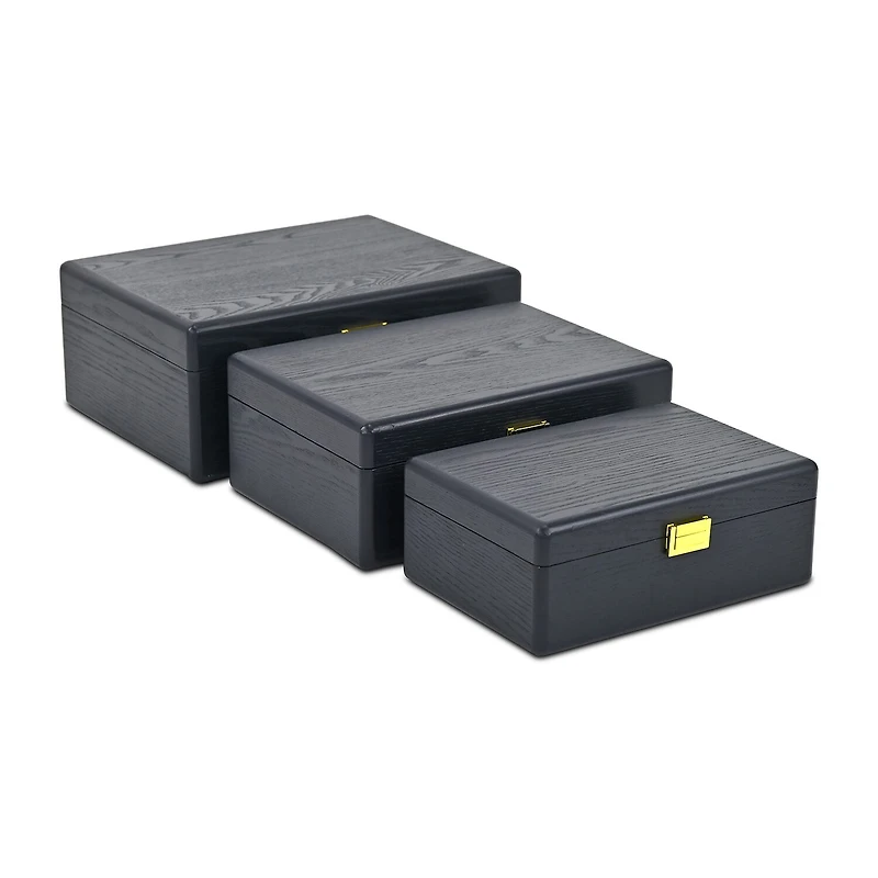 Cheungs Navy Blue Suitcase Boxes With Gold Handles Jewelry Organizer