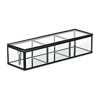 Cheungs Mirrored Glass Box With Three Compartments Jewelry Organizer