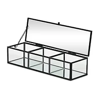 Cheungs Mirrored Glass Box With Three Compartments Jewelry Organizer