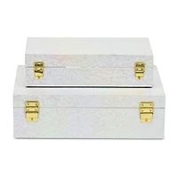 Cheungs Seascale Pattern Iridescent Box Set With Gold Hardware Jewelry Organizer