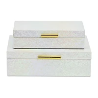 Cheungs Seascale Pattern Iridescent Box Set With Gold Hardware Jewelry Organizer