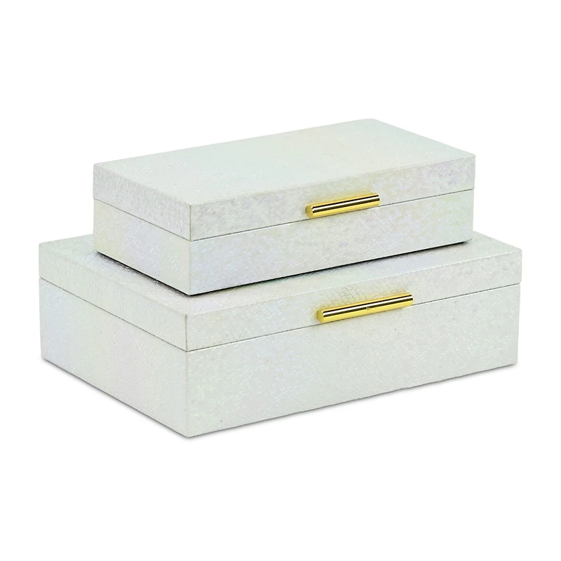 Cheungs Seascale Pattern Iridescent Box Set With Gold Hardware Jewelry Organizer