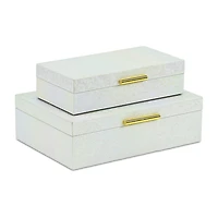 Cheungs Seascale Pattern Iridescent Box Set With Gold Hardware Jewelry Organizer
