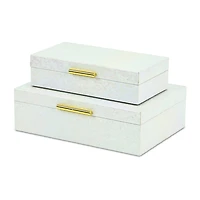 Cheungs Seascale Pattern Iridescent Box Set With Gold Hardware Jewelry Organizer