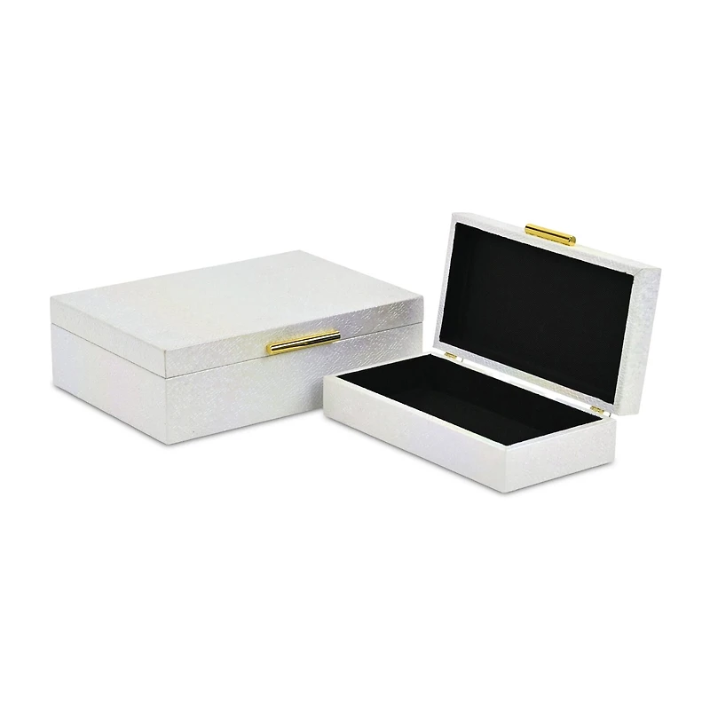Cheungs Seascale Pattern Iridescent Box Set With Gold Hardware Jewelry Organizer