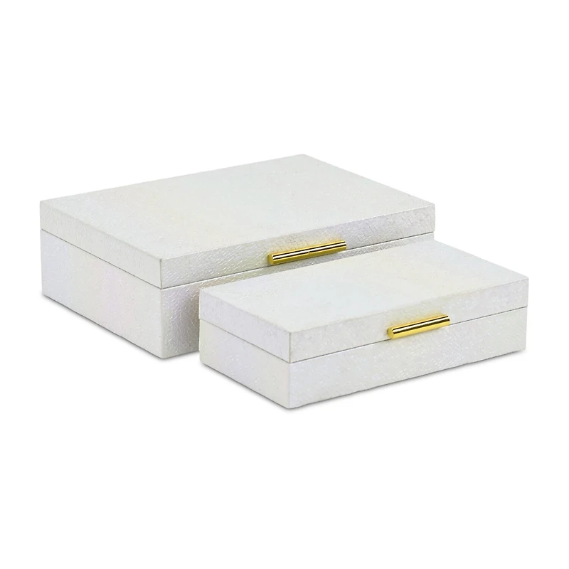 Cheungs Seascale Pattern Iridescent Box Set With Gold Hardware Jewelry Organizer