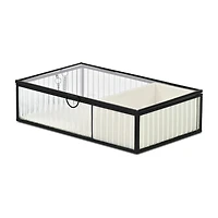 Cheungs Glass Box With Two Padded Compartments Jewelry Organizer