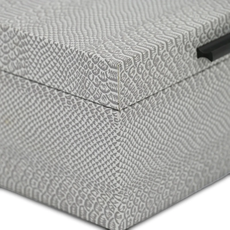 Cheungs Gray Snakeskin Themed Vinyl Box Set With Black Handles Jewelry Organizer