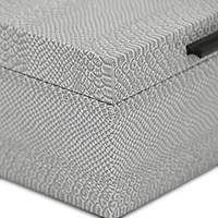 Cheungs Gray Snakeskin Themed Vinyl Box Set With Black Handles Jewelry Organizer