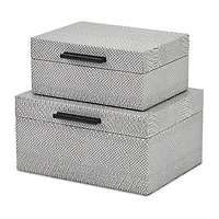 Cheungs Gray Snakeskin Themed Vinyl Box Set With Black Handles Jewelry Organizer