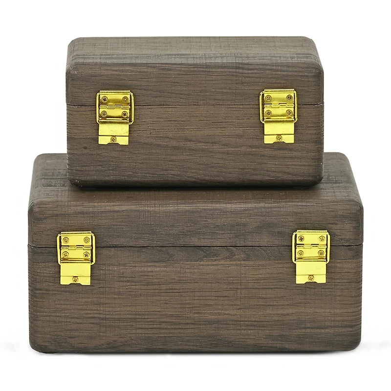 Cheungs Boxes With Gold Handles Espresso Jewelry Organizer