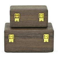 Cheungs Boxes With Gold Handles Espresso Jewelry Organizer