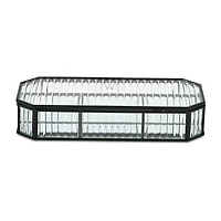Cheungs Fluted Glass Mirrored Box With Four Compartments Jewelry Organizer