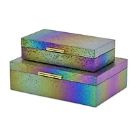 Cheungs Rainbow Seascale Pattern Box Set With Gold Hardware Jewelry Organizer