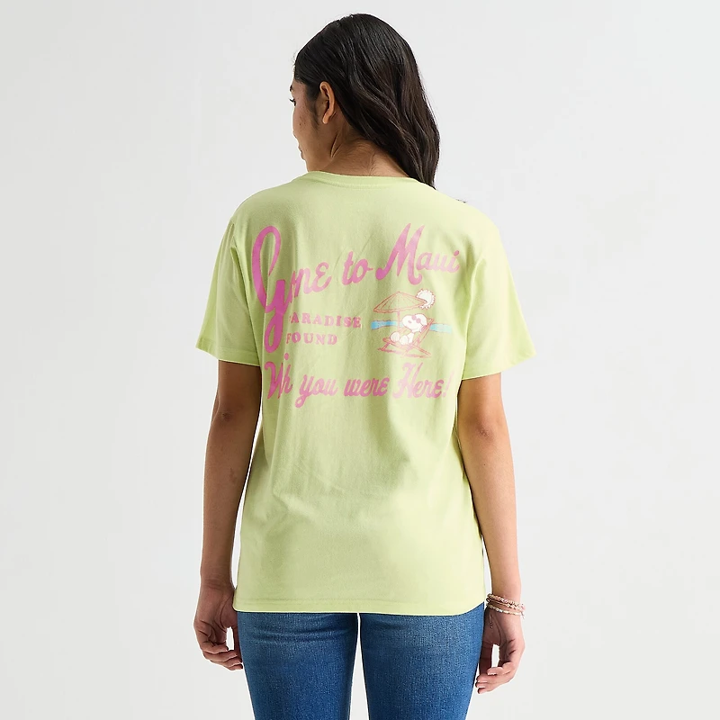 Grayson Threads, The Label Womens Juniors Crew Neck Short Sleeve Snoopy Graphic T-Shirt
