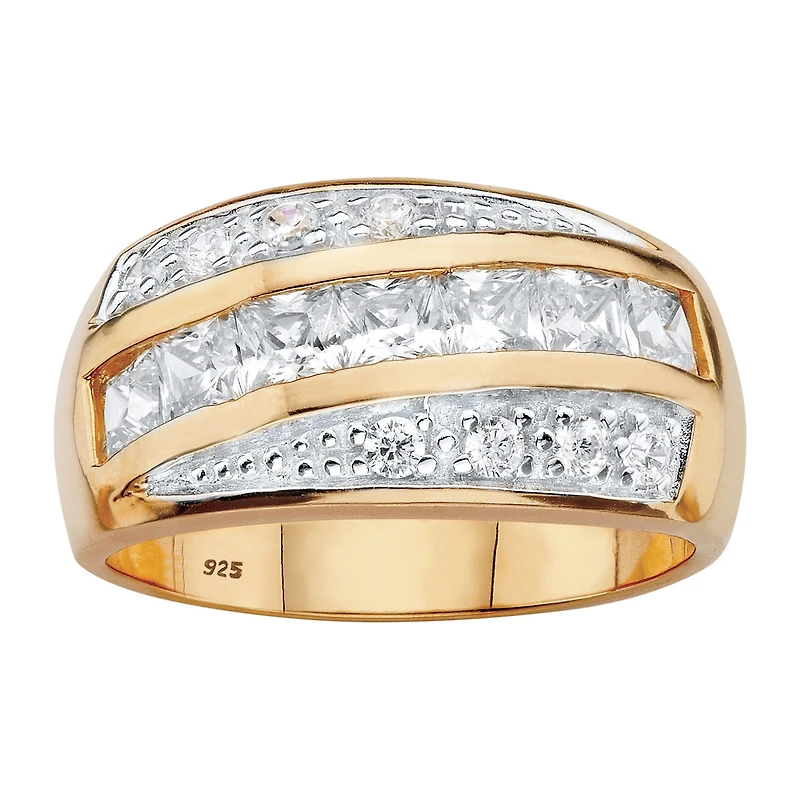 DiamonArt® Mens 1 1/3 CT. T.W. White Cubic Zirconia 14K Gold Over Silver Square Fashion Ring
