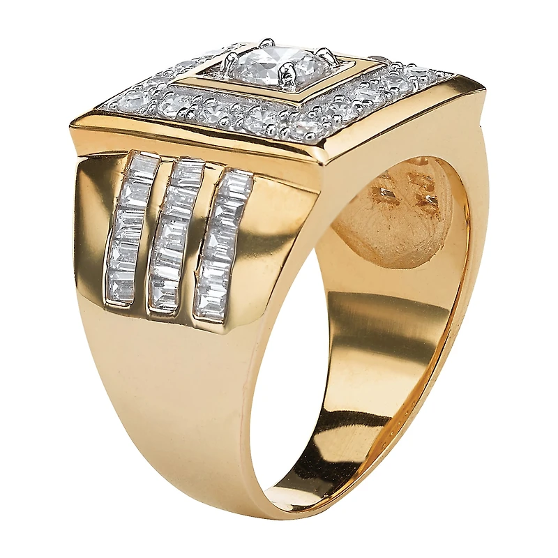 Mens 2 1/5 CT. T.W. Cubic Zirconia 14K Gold Over Brass Round Fashion Ring