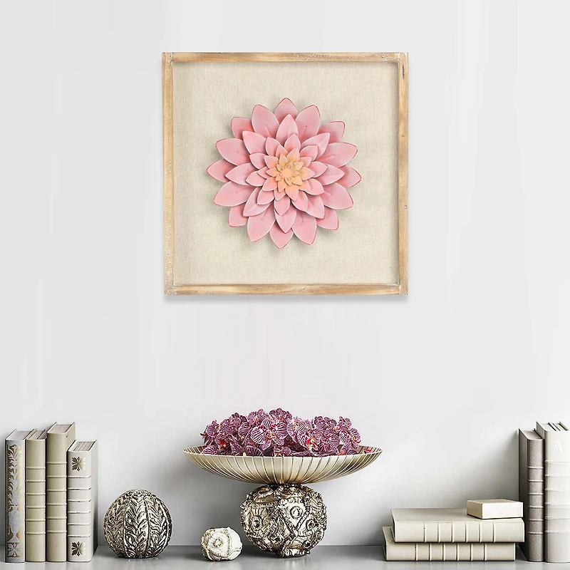 Cheungs Framed Pink Flower Wood Wall Art