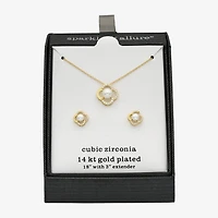 Sparkle Allure Womens Cubic Zirconia Simulated Pearl 14K Gold Over Brass 2-pc. Jewelry Set