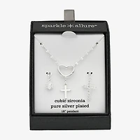 Sparkle Allure Womens Cubic Zirconia Cross 3-pc. Pendant Necklace Set