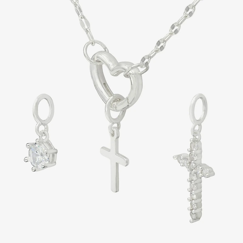 Sparkle Allure Womens Cubic Zirconia Cross 3-pc. Pendant Necklace Set