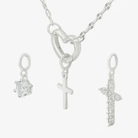 Sparkle Allure Womens Cubic Zirconia Cross 3-pc. Pendant Necklace Set