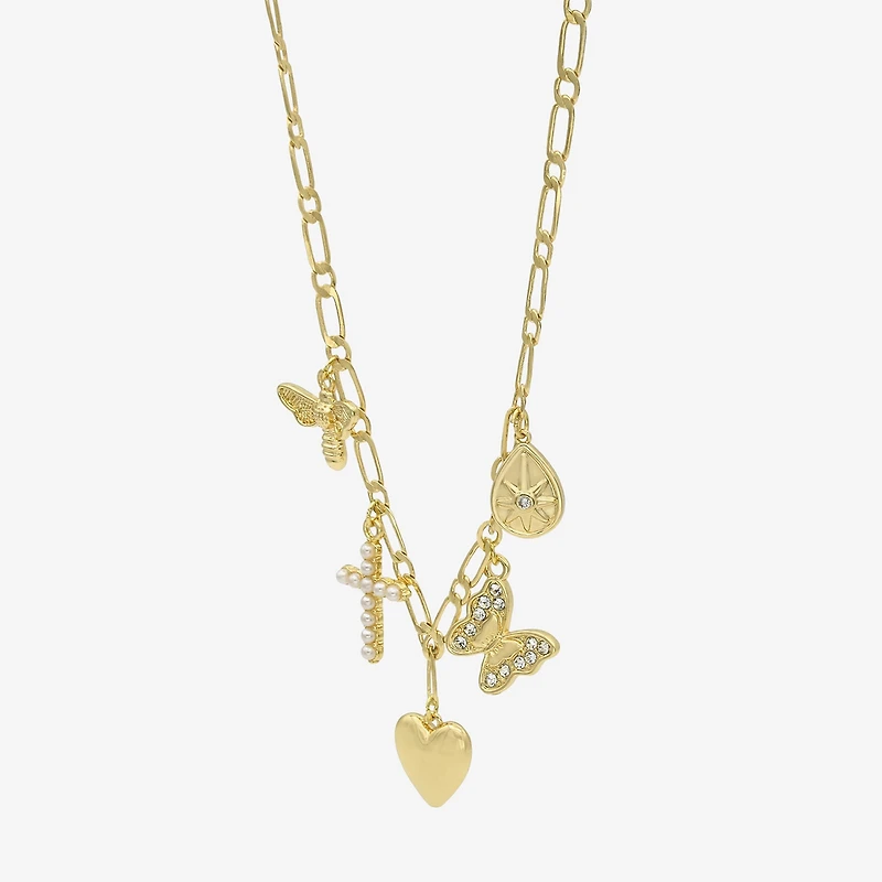 Sparkle Allure Womens 14K Gold Over Brass 18 Inch Collar Necklace