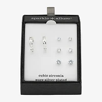 Sparkle Allure Womens Cubic Zirconia Round 4 Pair Earring Set