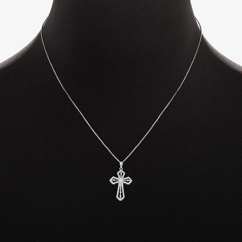 Sparkle Allure Womens Cubic Zirconia Pure Silver Over Brass Cross 2-pc. Jewelry Set