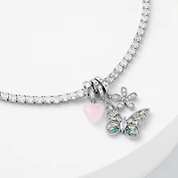 Sparkle Allure Womens Multi Color Cubic Zirconia Pure Silver Over Brass Butterfly Charm Bracelet