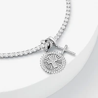 Sparkle Allure Womens Multi Color Cubic Zirconia Pure Silver Over Brass Cross Charm Bracelet