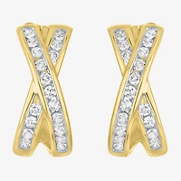 (G-H / I1-I2) Womens 1/3 CT. T.W. Lab Grown White Diamond 10K Gold 12.8mm Hoop Earrings
