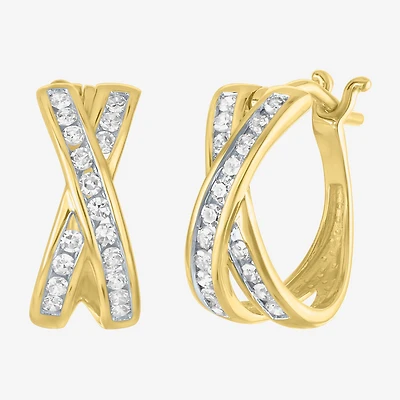 (G-H / I1-I2) Womens 1/3 CT. T.W. Lab Grown White Diamond 10K Gold 12.8mm Hoop Earrings